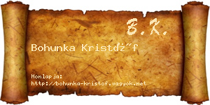 Bohunka Kristóf névjegykártya